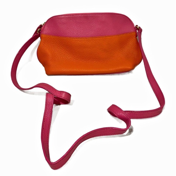 Talbots Handbags - Talbots Pink & Orange Leather Shoulder Bag Purse Colorful Preppy Casual Designer